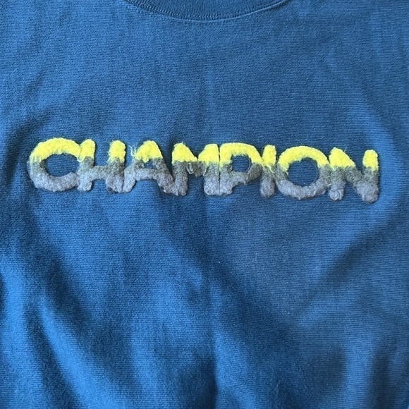 Champion Crewneck Sweatshirt Fuzzy Letters - Picture 2 of 6